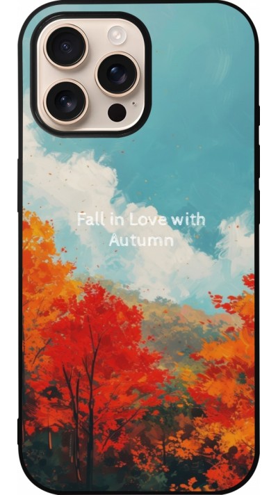 iPhone 16 Pro Max Case Hülle - Silikon schwarz Autumn 25 Fall in love