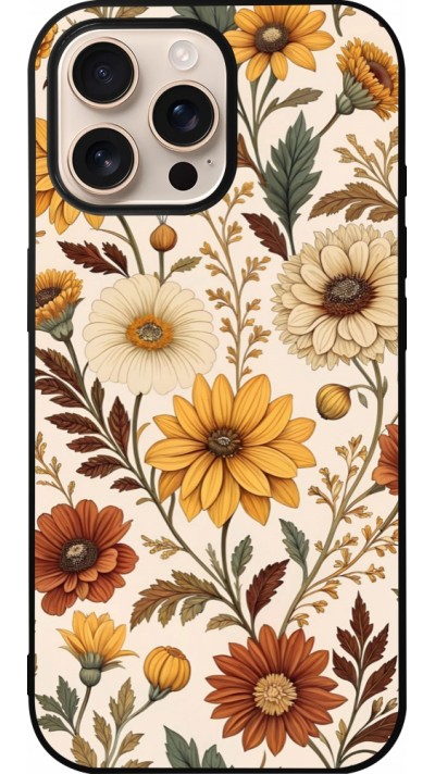 iPhone 16 Pro Max Case Hülle - Silikon schwarz Autumn 25 Flower pattern