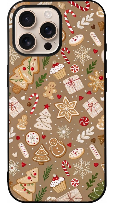 iPhone 16 Pro Max Case Hülle - Silikon schwarz Christmas 25 Pattern Ginger Cookie