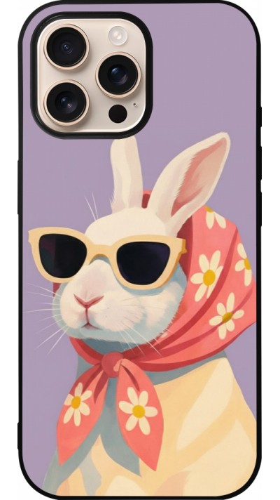 iPhone 16 Pro Max Case Hülle - Silikon schwarz Easter 2026 Rabbit with scarf