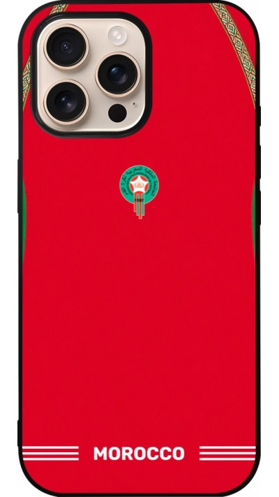 iPhone 16 Pro Max Case Hülle - Silikon schwarz Marokko 2026 personalisierbares Fussballtrikot