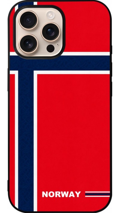iPhone 16 Pro Max Case Hülle - Silikon schwarz Norwegen 2026 personalisierbares Fussballtrikot