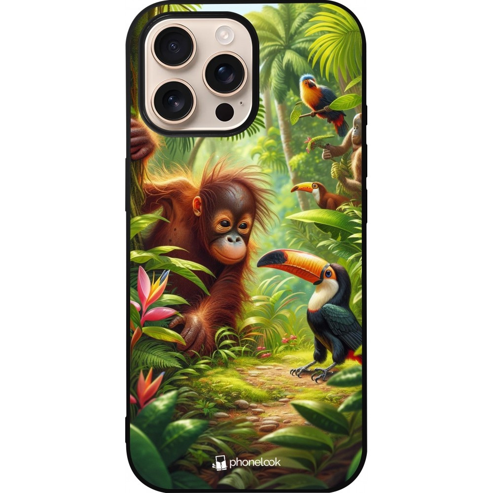 iPhone 16 Pro Max Case Hülle - Silikon schwarz Tropischer Dschungel Tayrona