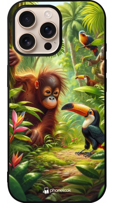 iPhone 16 Pro Max Case Hülle - Silikon schwarz Tropischer Dschungel Tayrona