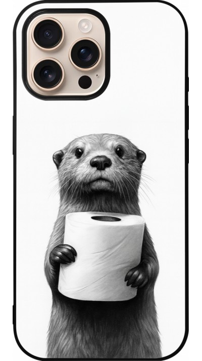 Coque iPhone 16 Pro Max - Silicone rigide noir Loutre papier de toilette