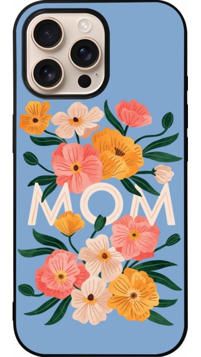 iPhone 16 Pro Max Case Hülle - Silikon schwarz Mom 2026 Flowers