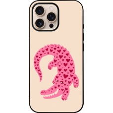 iPhone 16 Pro Max Case Hülle - Silikon schwarz Pink crocodile 2026