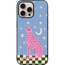 iPhone 16 Pro Max Case Hülle - Silikon schwarz Pink leopard with stars 2026