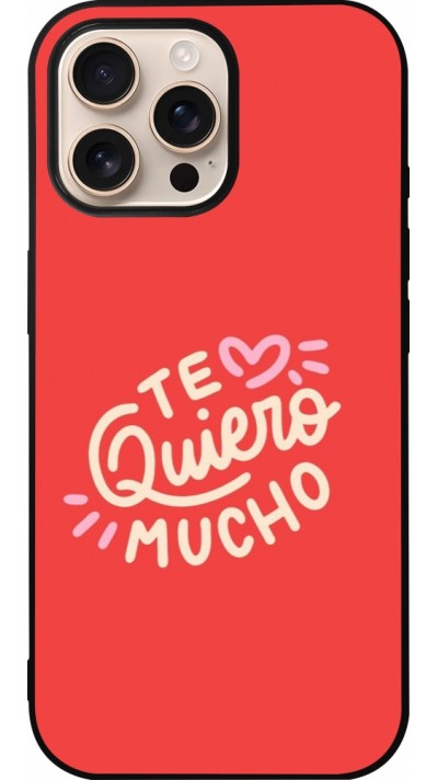 Coque iPhone 16 Pro Max - Silicone rigide noir Saint Valentines Day 26 Te quiero mucho