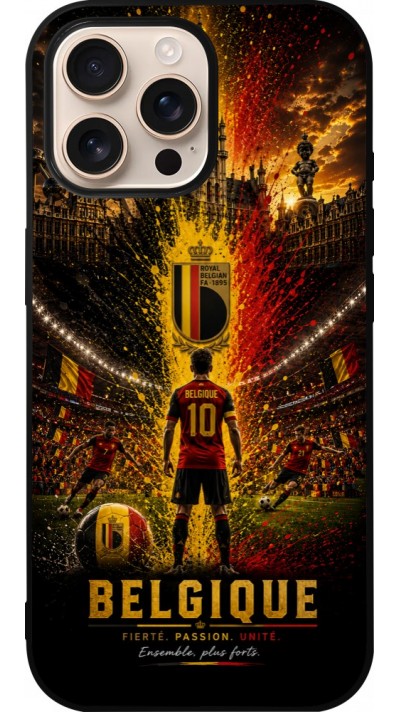 iPhone 16 Pro Max Case Hülle - Silikon schwarz Fussball Belgien splash 2026