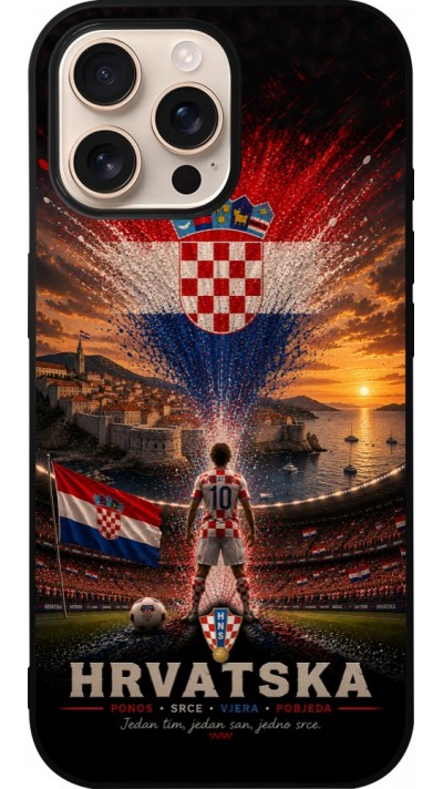 iPhone 16 Pro Max Case Hülle - Silikon schwarz Fussball Kroatien splash 2026