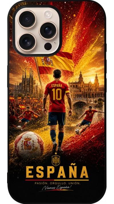 iPhone 16 Pro Max Case Hülle - Silikon schwarz Fussball Espanien splash 2026