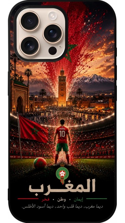 iPhone 16 Pro Max Case Hülle - Silikon schwarz Fussball Marokko splash 2026