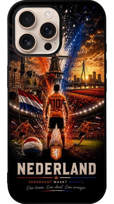 iPhone 16 Pro Max Case Hülle - Silikon schwarz Fussball Niederlande splash 2026