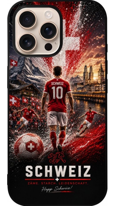 iPhone 16 Pro Max Case Hülle - Silikon schwarz Fussball Schweiz splash 2026