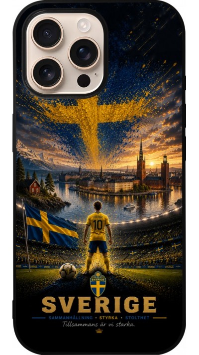 iPhone 16 Pro Max Case Hülle - Silikon schwarz Fussball Schweden splash 2026