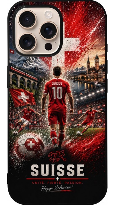 iPhone 16 Pro Max Case Hülle - Silikon schwarz Fussball Suisse splash 2026
