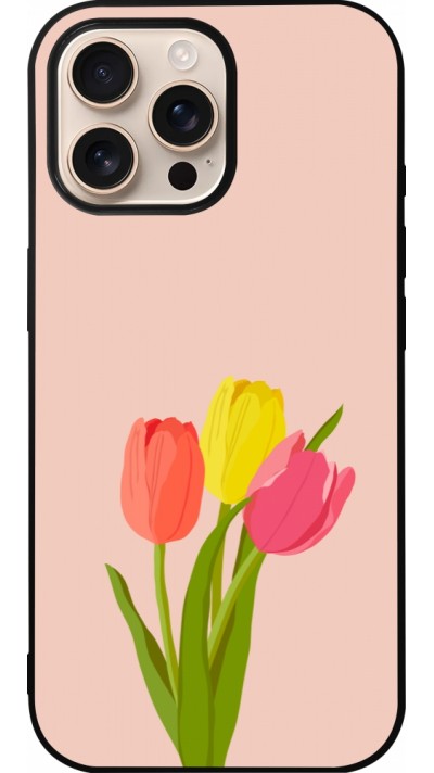 iPhone 16 Pro Max Case Hülle - Silikon schwarz Spring 23 tulip trio