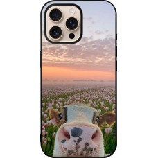 iPhone 16 Pro Max Case Hülle - Silikon schwarz Cow with tulips 2026