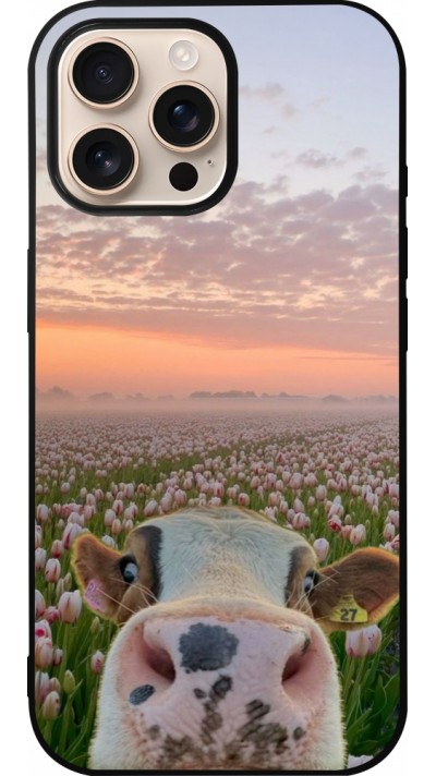 iPhone 16 Pro Max Case Hülle - Silikon schwarz Cow with tulips 2026