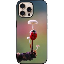 iPhone 16 Pro Max Case Hülle - Silikon schwarz Ladybird on a mushroom 2026