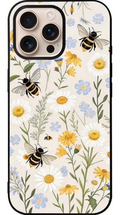 iPhone 16 Pro Max Case Hülle - Silikon schwarz Pattern bees 2026