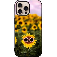 iPhone 16 Pro Max Case Hülle - Silikon schwarz Sunflower with glasses 2026
