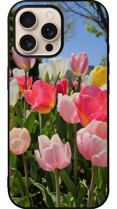 iPhone 16 Pro Max Case Hülle - Silikon schwarz Tulips 2026