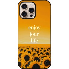 iPhone 16 Pro Max Case Hülle - Silikon schwarz Summer 2025 Enjoy your life