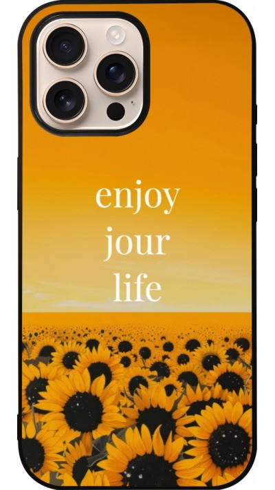 iPhone 16 Pro Max Case Hülle - Silikon schwarz Summer 2025 Enjoy your life