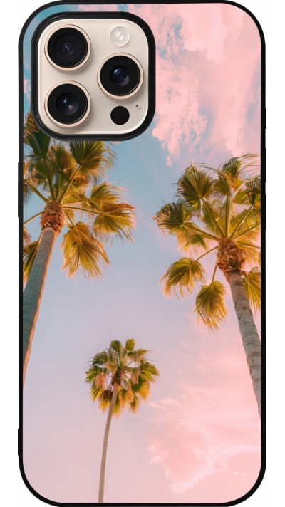 iPhone 16 Pro Max Case Hülle - Silikon schwarz Summer 2025 Palmiers