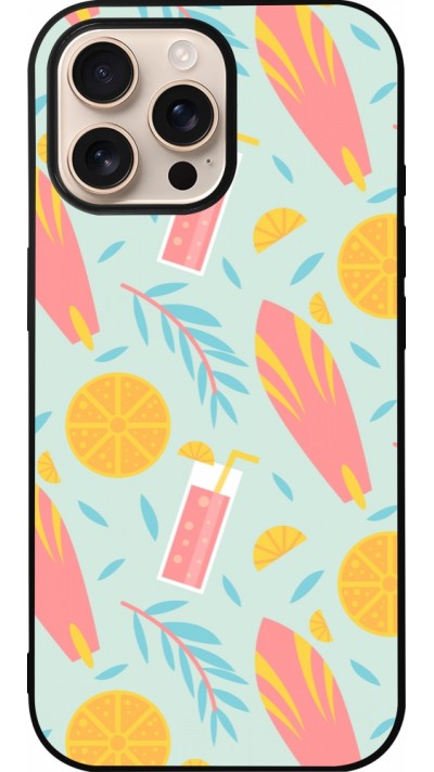 iPhone 16 Pro Max Case Hülle - Silikon schwarz Summer 2025 Pattern citron