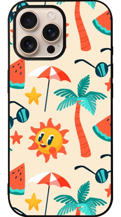 iPhone 16 Pro Max Case Hülle - Silikon schwarz Summer 2025 Pattern soleil