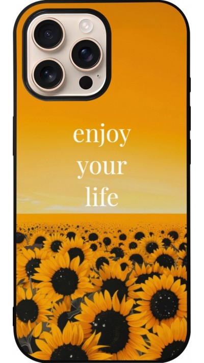 iPhone 16 Pro Max Case Hülle - Silikon schwarz Summer 2026 Enjoy your life