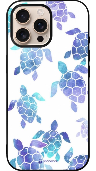 iPhone 16 Pro Max Case Hülle - Silikon schwarz Turtles pattern watercolor
