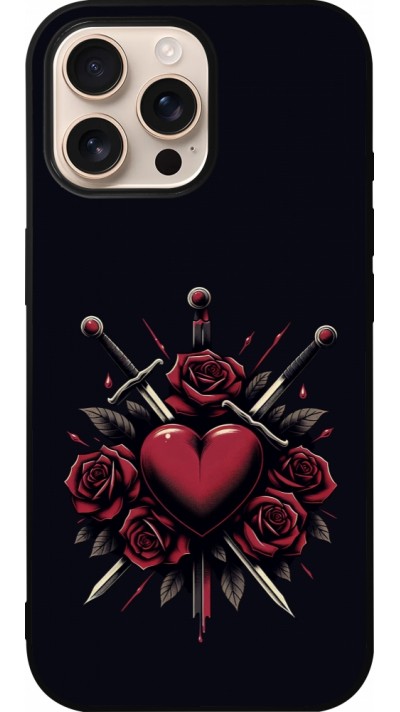 iPhone 16 Pro Max Case Hülle - Silikon schwarz Valentine 2024 gothic love