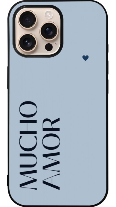 iPhone 16 Pro Max Case Hülle - Silikon schwarz Valentine 2024 mucho amor azul