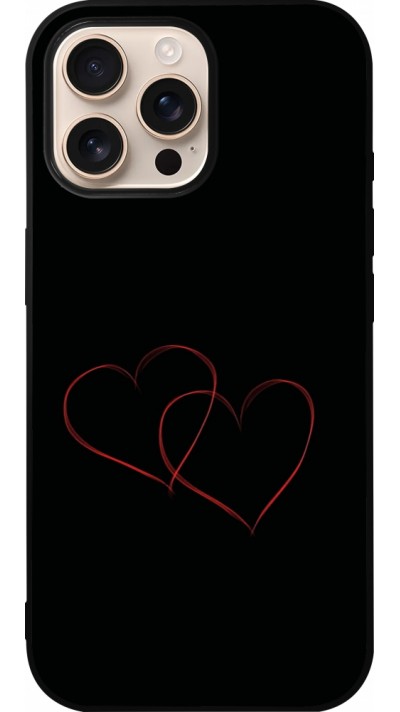iPhone 16 Pro Max Case Hülle - Silikon schwarz Valentine 2023 attached heart
