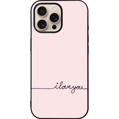iPhone 16 Pro Max Case Hülle - Silikon schwarz Valentine 2023 i love you writing