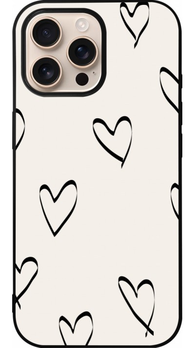 iPhone 16 Pro Max Case Hülle - Silikon schwarz Valentine 2023 minimalist hearts