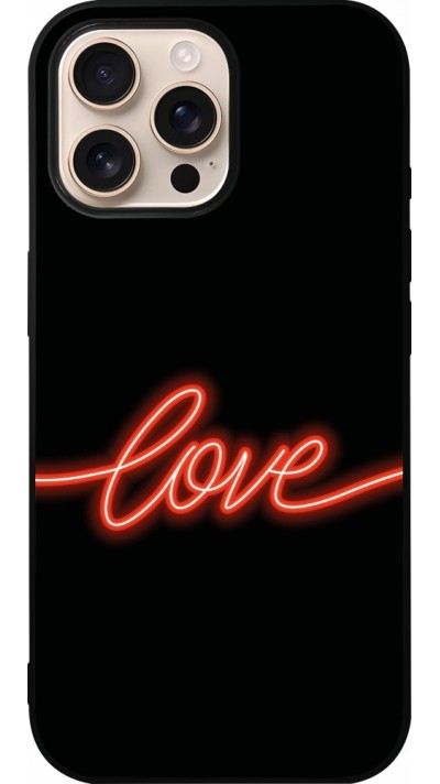 iPhone 16 Pro Max Case Hülle - Silikon schwarz Valentine 2023 neon love