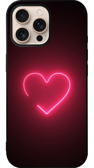 iPhone 16 Pro Max Case Hülle - Silikon schwarz Valentine 2023 single neon heart