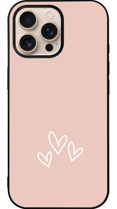 iPhone 16 Pro Max Case Hülle - Silikon schwarz Valentine 2023 three minimalist hearts