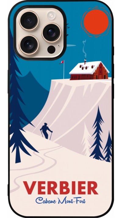 iPhone 16 Pro Max Case Hülle - Silikon schwarz Verbier Cabane Mont-Fort