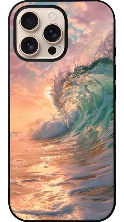 iPhone 16 Pro Max Case Hülle - Silikon schwarz Wave Sunset