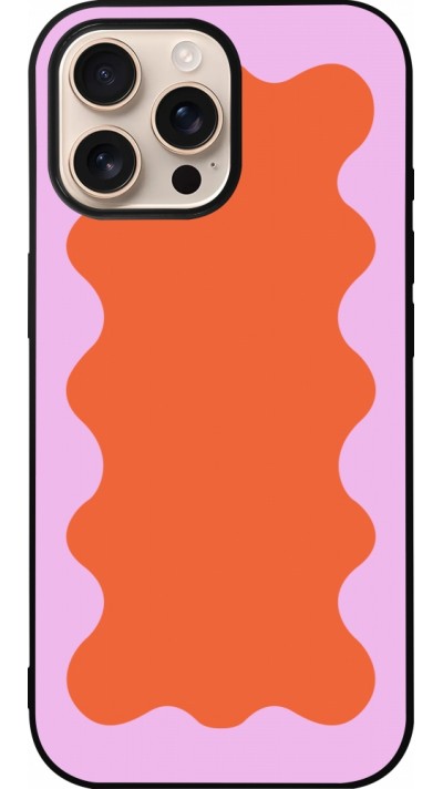 iPhone 16 Pro Max Case Hülle - Silikon schwarz Wavy Rectangle Orange Pink