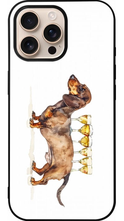 iPhone 16 Pro Max Case Hülle - Silikon schwarz Wine Teckel