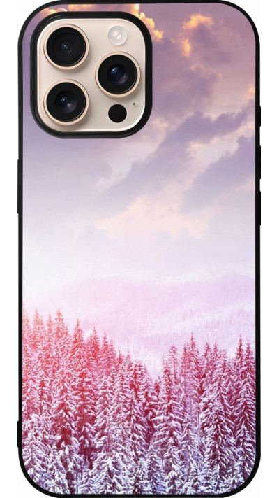 iPhone 16 Pro Max Case Hülle - Silikon schwarz Winter 22 Pink Forest