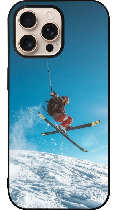 iPhone 16 Pro Max Case Hülle - Silikon schwarz Winter 22 Ski Jump