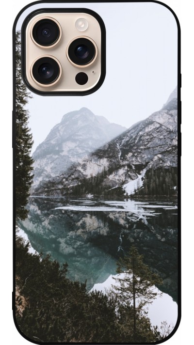 iPhone 16 Pro Max Case Hülle - Silikon schwarz Winter 22 snowy mountain and lake